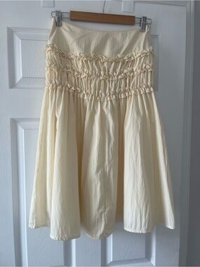 Cream Ruffle Midi Skirt